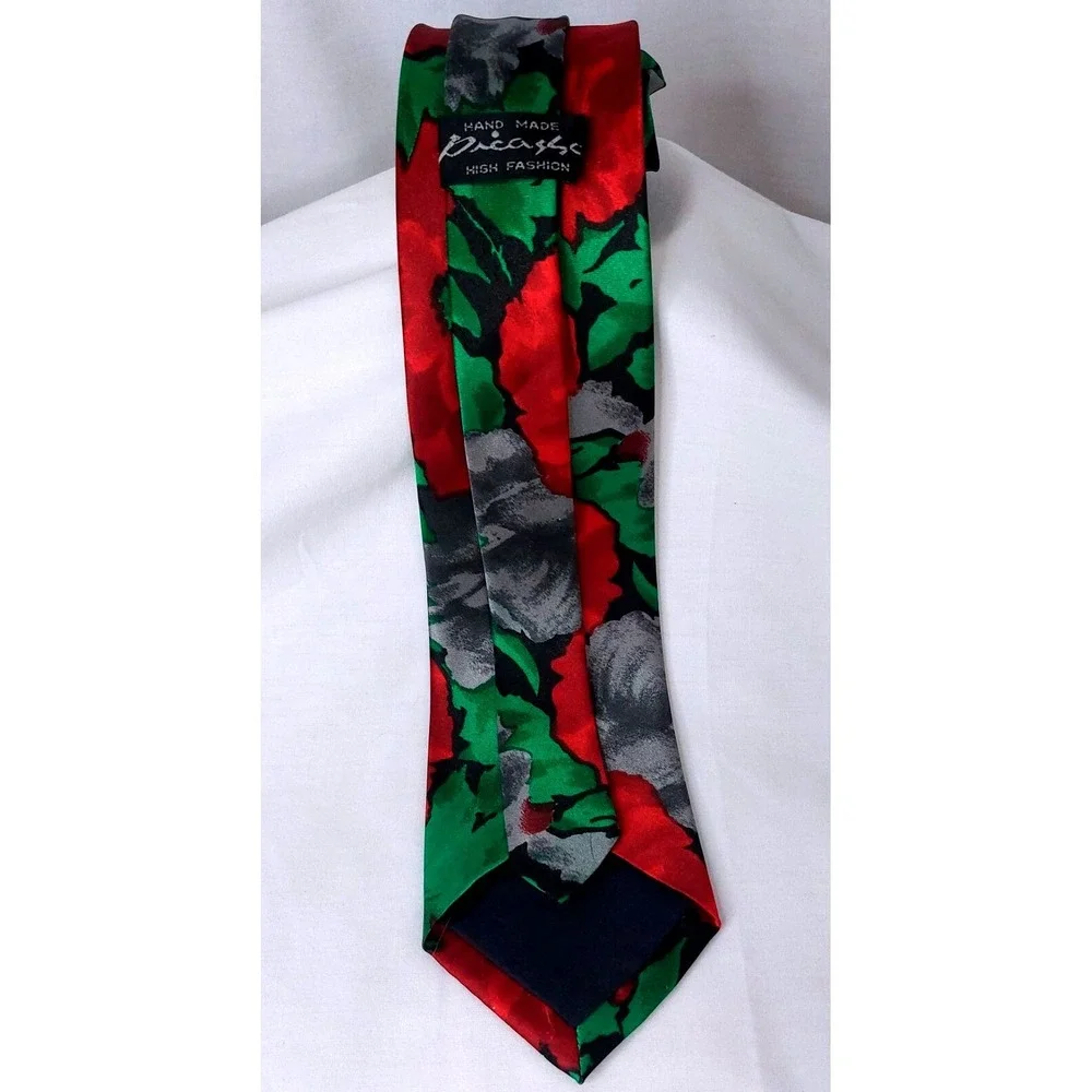 Vintage Picasso‎ Collection Red Rose Necktie Handmade Korea 60